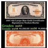 1907 $10 Large Size Gold Certificate Grades Select