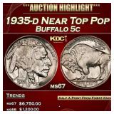 1935-d Buffalo Nickel Near Top Pop 5c ms67 SEGS