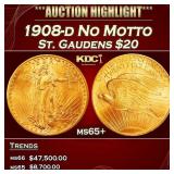 1908-d No Motto Gold St. Gaudens Double Eagle $20