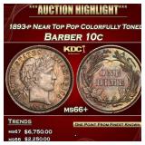 1893-p Barber Dime Near Top Pop Colorfully Toned 1