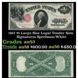 1917 $1 Large Size Legal Tender Note Grades Select