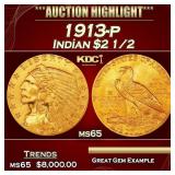 1913-p Gold Indian Quarter Eagle $2 1/2 ms65 SEGS