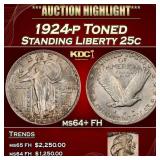1924-p Standing Liberty Quarter Toned 25c ms64+ FH