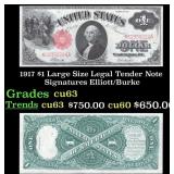 1917 $1 Large Size Legal Tender Note Grades Select