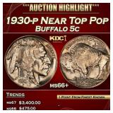 1930-p Buffalo Nickel Near Top Pop 5c ms66+ SEGS