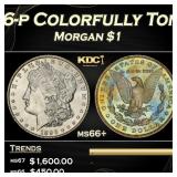 1896-p Morgan Dollar Colorfully Toned $1 ms66+ SEG