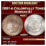 1891-s Morgan Dollar Colorfully Toned $1 ms65+ SEG