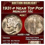 1931-p Mercury Dime Near Top Pop 10c ms66+ fsb SEG
