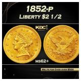 1852-p Gold Liberty Quarter Eagle $2 1/2 ms62+ USC