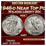 1946-d Walking Liberty Half Dollar Near Top Pop 50