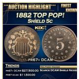 1882 Proof Shield Nickel TOP POP! 5c pr67+ DCAM SE
