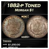 1882-p Morgan Dollar Toned $1 Grades ms65+