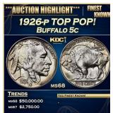 1926-p Buffalo Nickel TOP POP! 5c ms68 SEGS