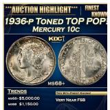 1936-p Mercury Dime Toned TOP POP! 10c ms68+ SEGS