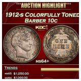 1912-s Barber Dime Colorfully Toned 10c ms64+ SEGS