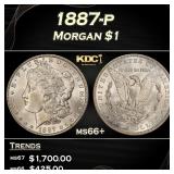 1887-p Morgan Dollar $1 ms66+ SEGS