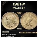 1921-p Peace Dollar $1 ms62 USCG