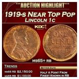 1919-s Lincoln Cent Near Top Pop 1c ms65+ rb SEGS