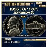 1955 Proof Jefferson Nickel TOP POP! 5c pr69 cam S