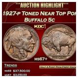 1927-p Buffalo Nickel Toned Near Top Pop 5c ms67+