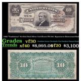 1886 $10 Red Seal Silver Certificate "Tombstone" F