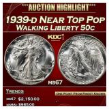 1939-d Walking Liberty Half Dollar Near Top Pop 50