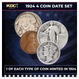 1924 5 Coin Date Set, 1 Of Each Type Of Coin Minte