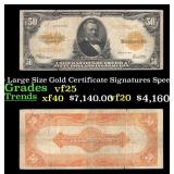 1922 $50 Large Size Gold Certificate Grades vf+ Si