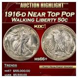 1916-d Walking Liberty Half Dollar Near Top Pop 50