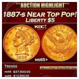1887-s Gold Liberty Half Eagle Near Top Pop! $5 ms