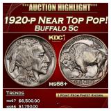 1920-p Buffalo Nickel Near Top Pop! 5c ms66+ SEGS