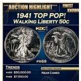 1941 Proof Walking Liberty Half Dollar TOP POP! 50