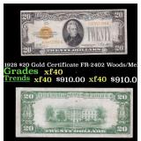 1928 $20 Gold Certificate FR-2402 Woods/Mellon Gra