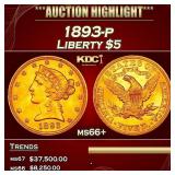 1893-p Gold Liberty Half Eagle $5 ms66+ SEGS