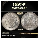 1891-p Morgan Dollar $1 Grades ms64