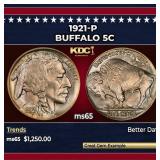 1921-p Buffalo Nickel 5c ms65 SEGS