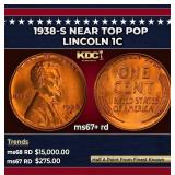 1938-s Lincoln Cent Near Top Pop 1c ms67+ rd SEGS
