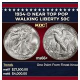 1934-d Walking Liberty Half Dollar Near Top Pop 50