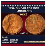 1934-d Lincoln Cent Near Top Pop 1c ms67 rd SEGS