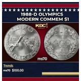 1988-d Olympics Modern Commem Dollar $1 ms70 SEGS