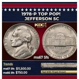 1978-p Jefferson Nickel TOP POP! 5c ms67 5fs SEGS