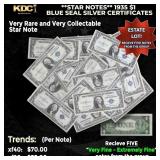 5x **STAR NOTES** 1935 $1 Blue Seal Silver Certifi