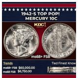 1942-s Mercury Dime TOP POP! 10c ms68+ FSB SEGS