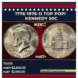 1776-1976-d Kennedy Half Dollar TOP POP! 50c ms67+