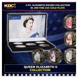 5 Coin Queen Elizabeth II Gold Plated Round Collec