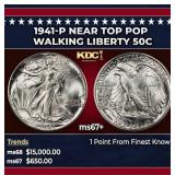 1941-p Walking Liberty Half Dollar Near Top Pop 50
