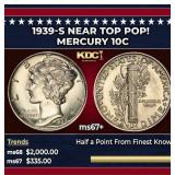 1939-s Mercury Dime Near Top Pop! 10c ms67+ SEGS