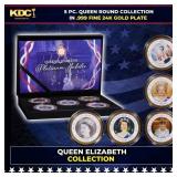 5 Coin Queen Elizabeth II Gold Plated Round Collec