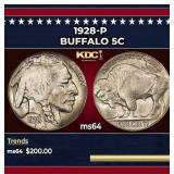 1928-p Buffalo Nickel 5c Grades ms64