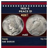 1925-s Peace Dollar $1 Grades ms63